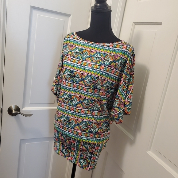 Trina Turk Swimsuit Coverup, poolside, Beachwear, tropical, colorful Size xs - Picture 3 of 11